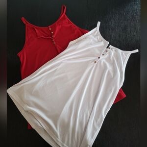 Set of 2 tank tops, flowy, button